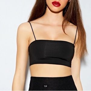 solid form fitting black crop cami top